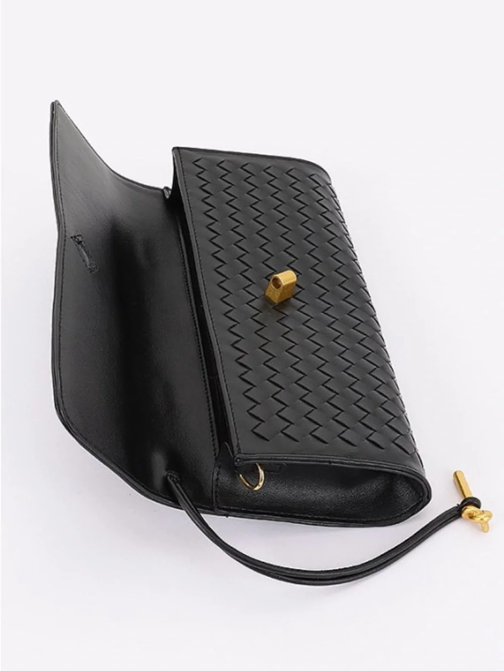 Woven Leather Top-Handle Bag with Gold Hardware